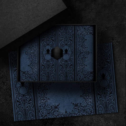 Spider Witch | Stusty Slate Blue Spiderweb Floure Tissuepapier