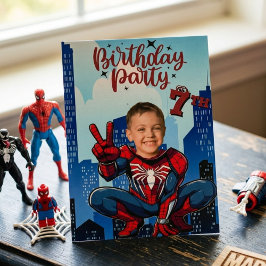 Spiderman Superheld Foto Verjaardagsfeestje Kaart