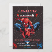 Spiderman Thema Verjaardag Superheld Spin Feestje Kaart (Voorkant)