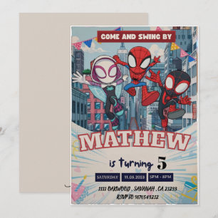 Spiderman Thema Verjaardag Superheld Spin Verjaard Kaart