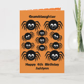 Spiders Birthday Halloween Granddaughter Kaart (Voorkant)