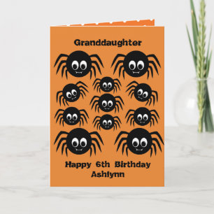 Spiders Birthday Halloween Granddaughter Kaart