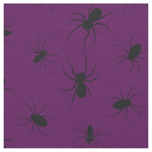 Spiders Gothic Halloween Black Deep Paars Stof (Close Up)