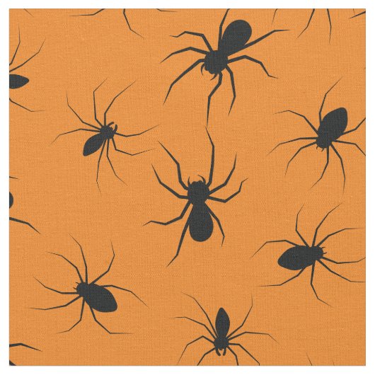 Spiders Gothic Halloween Black Sinaasappel Stof (Close Up)