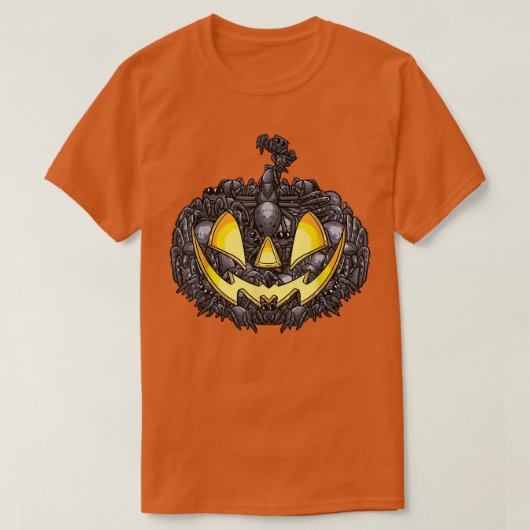 Spiders Halloween Jack O Lantern Scary Pumpkin Man T-shirt (Design voorkant)