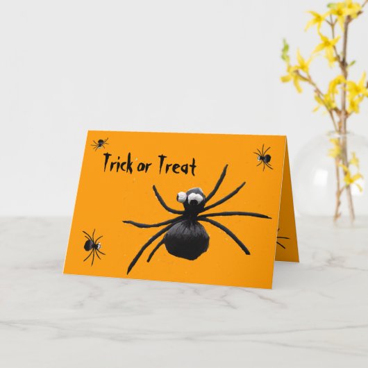 Spiders Halloween Kaart (Gele Bloem)
