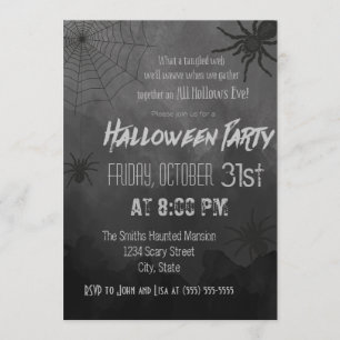 Spiders Halloween Party Invitation Kaart