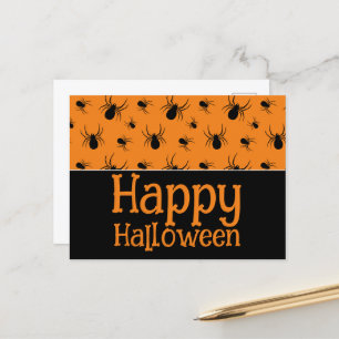 Spiders Happy Halloween Party Zwart Sinaasappel Cu Briefkaart