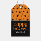 Spiders Happy Halloween Zwart Sinaasappel Custom Cadeaulabel (Voorkant)