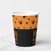Spiders Happy Halloween Zwart Sinaasappel Custom Papieren Bekers (Links)