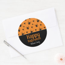 Spiders Happy Halloween Zwart Sinaasappel Custom