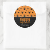 Spiders Happy Halloween Zwart Sinaasappel Custom Ronde Sticker (Tas)