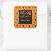 Spiders Happy Halloween Zwart Sinaasappel Custom Vierkante Sticker (Tas)