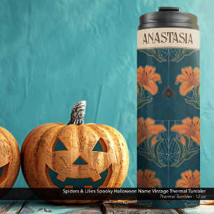 Spiders & Lelies Spooky Halloween Naam Thermosbeker