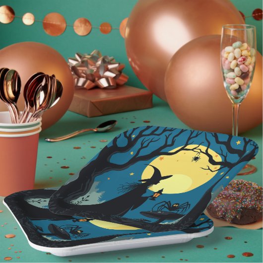 Spiders, Toadstools and Witches Papieren Bordje (Multi)