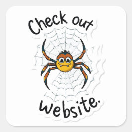 Spider's Web Design - 'Check out website' Pun Vierkante Sticker