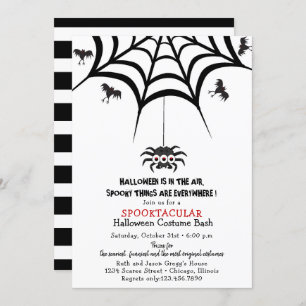 Spider's Web en Bats Halloween Costume Party Kaart