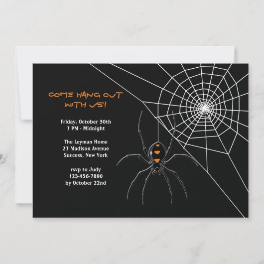 Spider's Web Halloween Uitnodiging (Voorkant)
