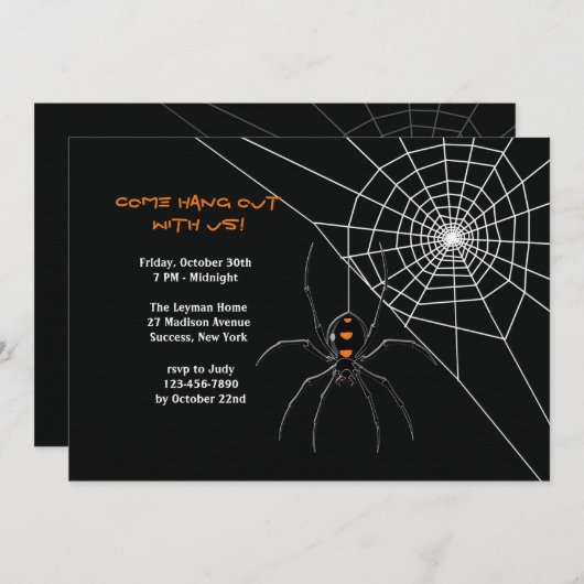 Spider's Web Halloween Uitnodiging (Voorkant / Achterkant)