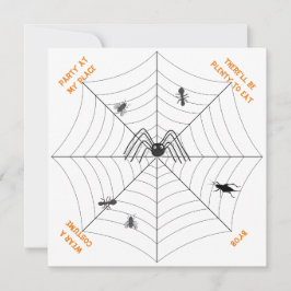 Spider's Web Party in My Place - Party Invitation Kaart