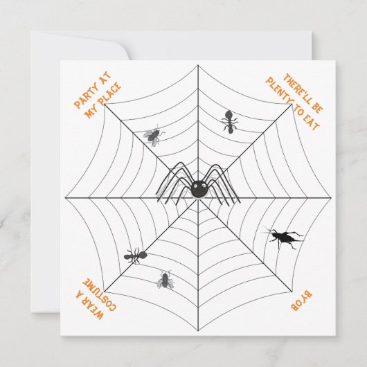 Spider's Web Party in My Place - Party Invitation Kaart (Voorkant)