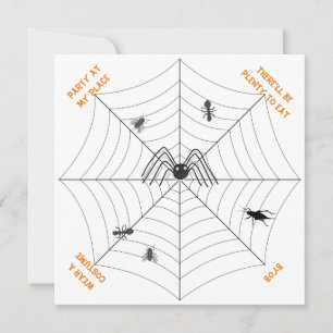 Spider's Web Party in My Place - Party Invitation Kaart