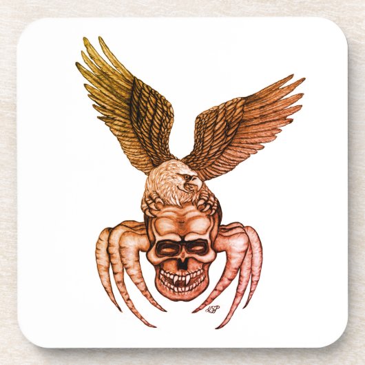 Spiderskull met Eagle Bier Onderzetter (Voorkant)