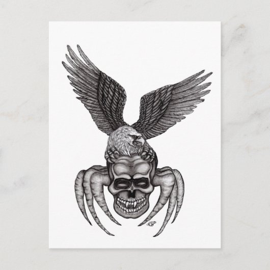 Spiderskull met Eagle Briefkaart (Voorkant)
