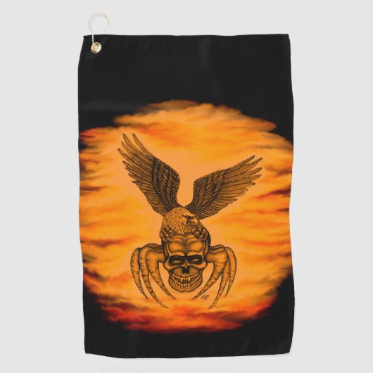 Spiderskull met Eagle Golfhanddoek (Voorkant)