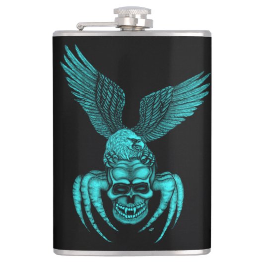 Spiderskull met Eagle Heupfles (Voorkant)