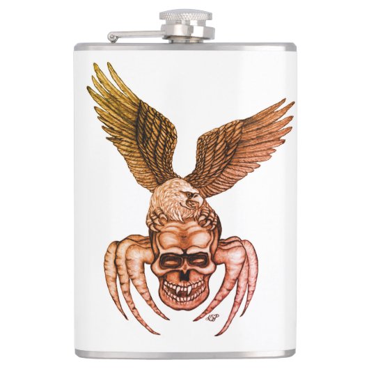 Spiderskull met Eagle Heupfles (Voorkant)