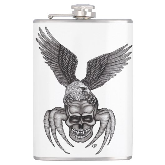 Spiderskull met Eagle Heupfles (Voorkant)