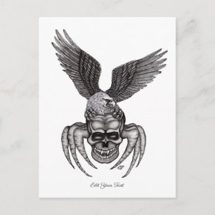 Spiderskull met Eagle in Tattoo-stijl Briefkaart