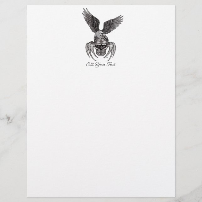 Spiderskull met Eagle in Tattoo-stijl Letterhead Briefhoofd (Voorkant)