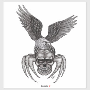 Spiderskull met Eagle in Tattoo-stijl Sticker