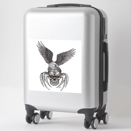 Spiderskull met Eagle in Tattoo-stijl Sticker (Koffer)