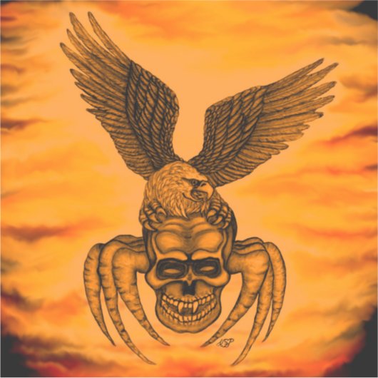 Spiderskull met Eagle in Tattoo-stijl Sticker (Voorkant)