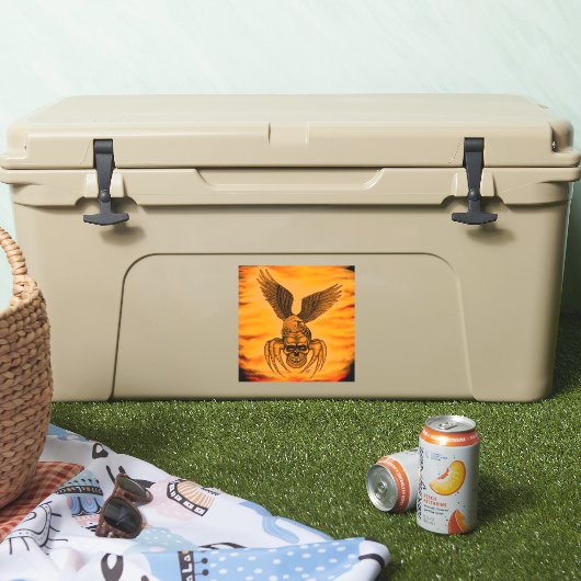 Spiderskull met Eagle in Tattoo-stijl Sticker (Koeler)