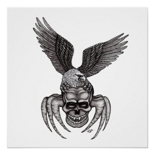 Spiderskull met Eagle Perfect Poster (Voorkant)
