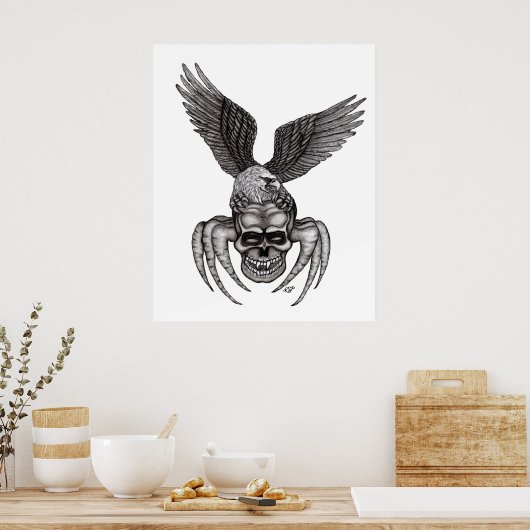 Spiderskull met Eagle Poster (Keuken)