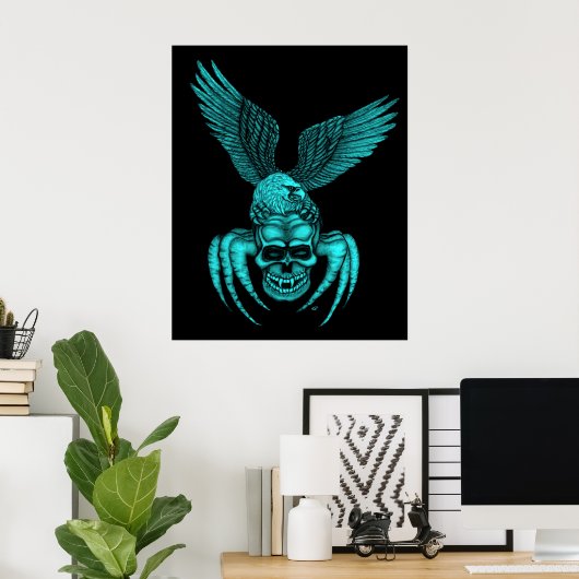 Spiderskull met Eagle Poster (Thuiskantoor)