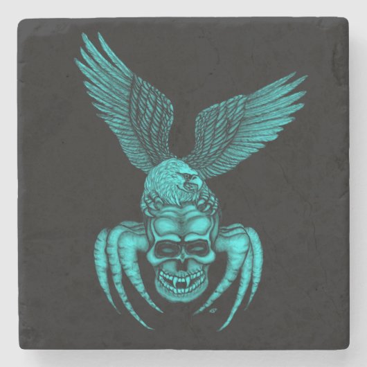 Spiderskull met Eagle Stenen Onderzetter (Voorkant)