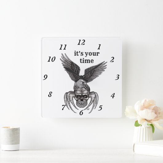 Spiderskull met Eagle Vierkante Klok (Huis)