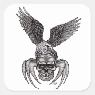Spiderskull met Eagle Vierkante Sticker