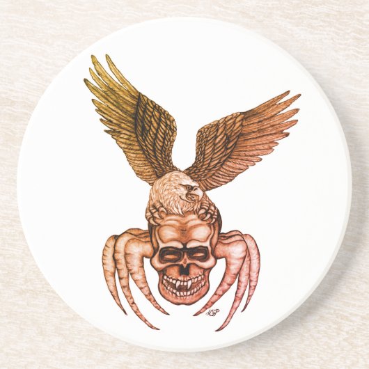 Spiderskull met Eagle Zandsteen Onderzetter (Voorkant)