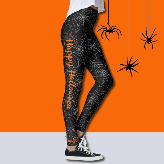 Spiderweb 3 Spiders personaliseren halloween Leggi Leggings