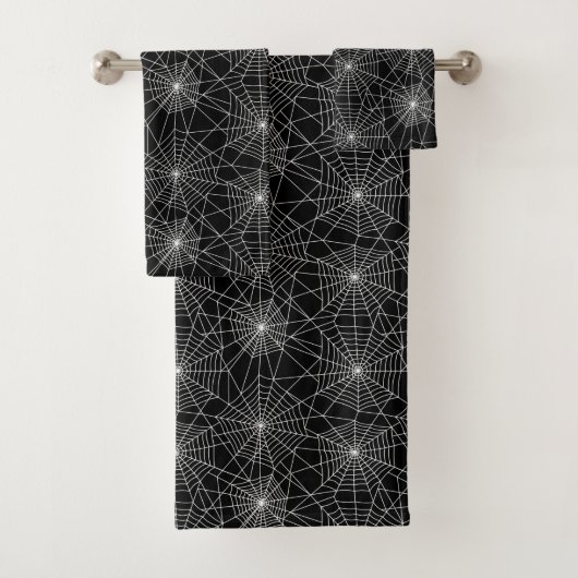 Spiderweb Black en White Halloween Bad Handdoek (Insitu)