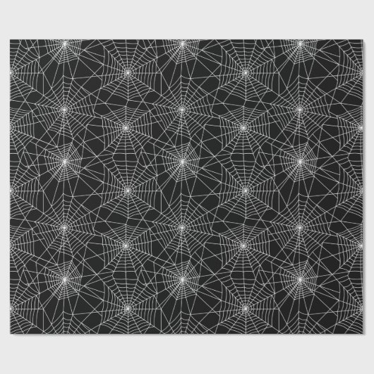 Spiderweb Black en White Halloween Cadeaupapier (Vlak)