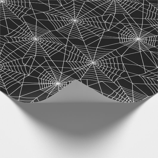 Spiderweb Black en White Halloween Cadeaupapier (Hoek)