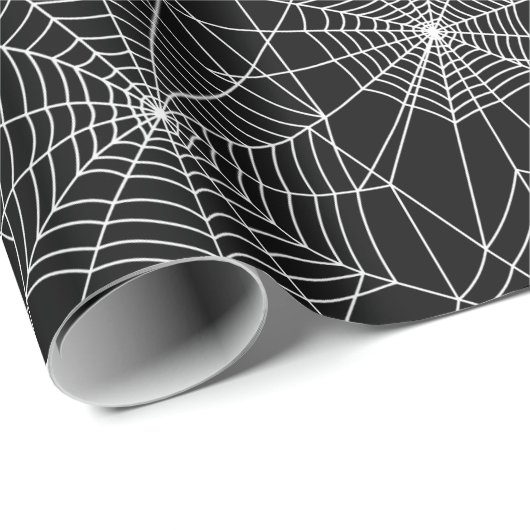 Spiderweb Black en White Halloween Cadeaupapier (Rol Hoek)